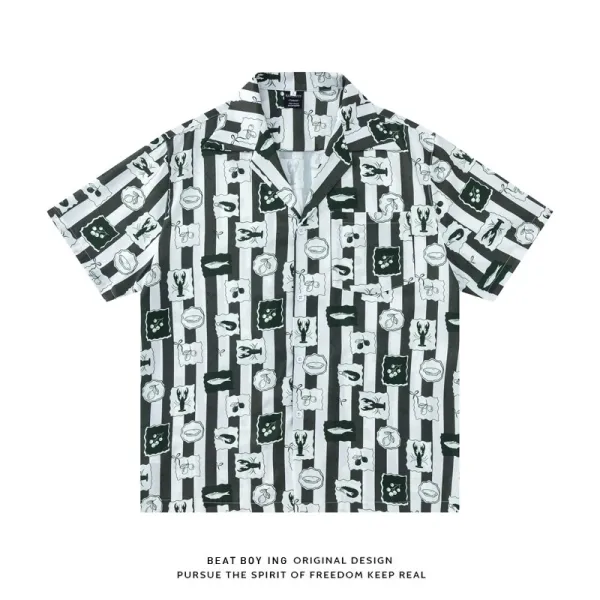 Design Beat Boy Ing Tropical Print Short-Sleeve Shirt White Shirt - 73