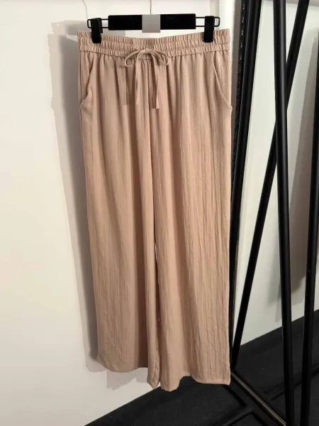 Design Relaxed Linen-Blend Shirt and Wide-Leg Pants Set Brown - 7