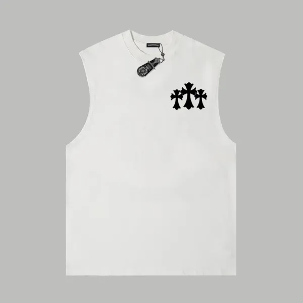 Chrome Hearts Triple Cross White Sleeveless Top Vest Top - 11