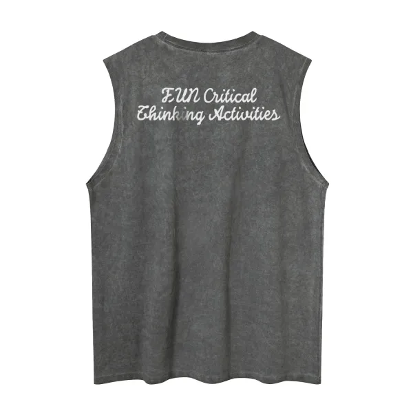 Design Massacred x Critical Thinking Activities Purple Graphic Muscle Tank Top Vest Top - 12