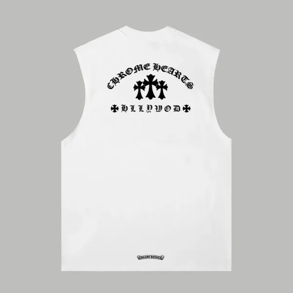 Chrome Hearts Triple Cross White Sleeveless Top Vest Top - 12