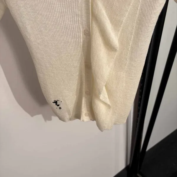 Dior Knit Cardigan in Soft Pink with Embroidered Motif - 7