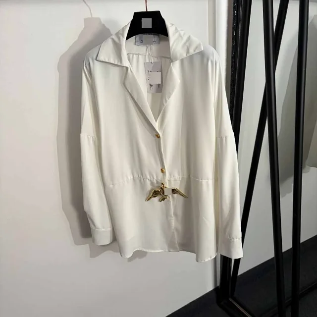 Unbranded Shirts Long-sleeve collared shirt with metal dove ornament product detail image 2