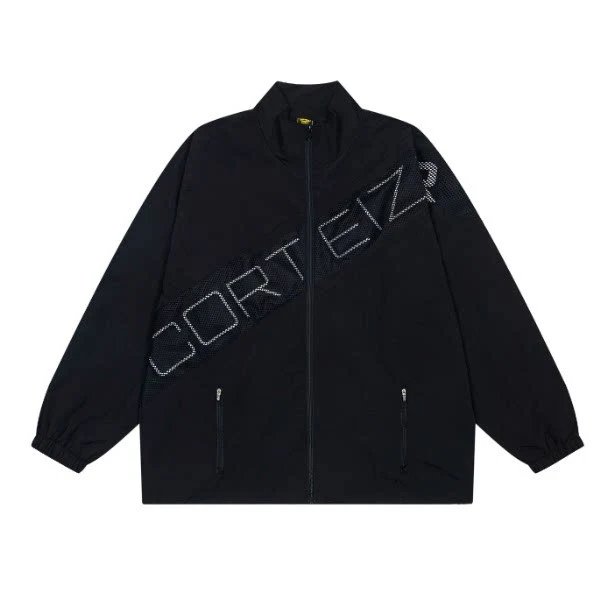 Corteiz Jackets Full-Zip Mesh Logo Panel Jacket — Black