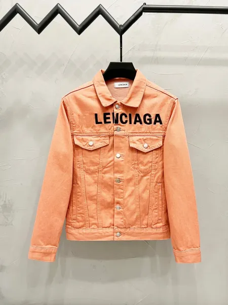 Balenciaga Logo Denim Jacket Peach - 8