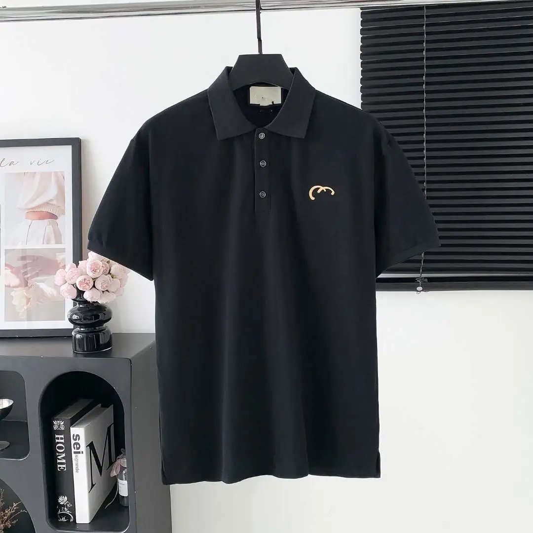 Prada Shirts Short-Sleeve Polo Shirt with Chest Triangle Logo — 20 G Home Double G Gold chest embroidery