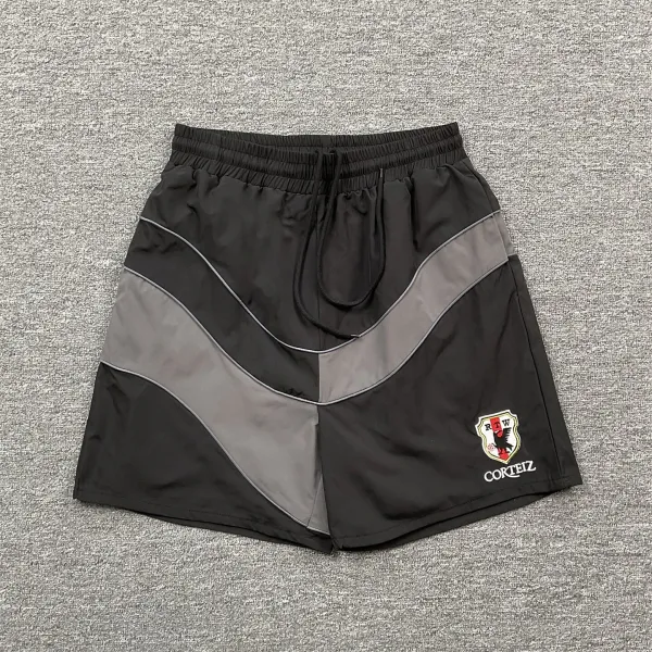 Corteiz V-Stripe Panel Shorts Gray / Beige - 9