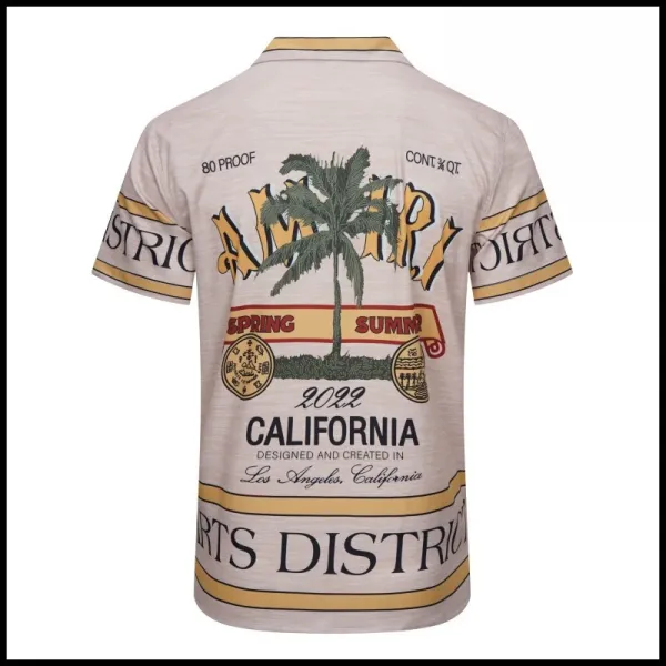 Amiri Palm Tree Print Short-Sleeve Shirt Blue and White - 15