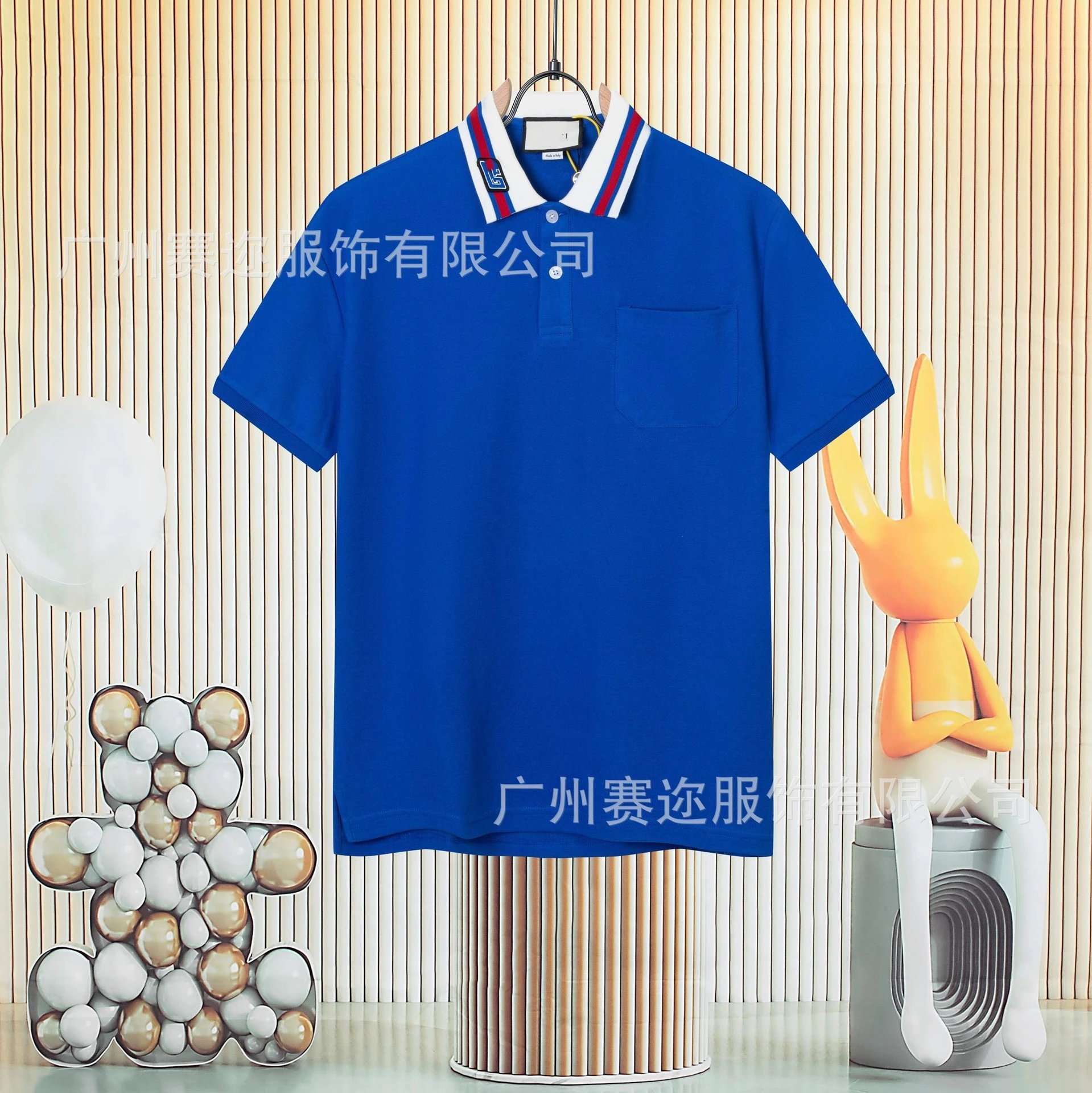 Unbranded Shirts Short-Sleeve Polo Shirt with Contrast Trim and Chest Pocket — G 813 Sapphire blue