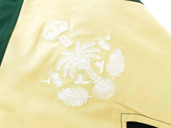 Design Panelled Shorts with Embroidered Crest in Navy and Beige - 18