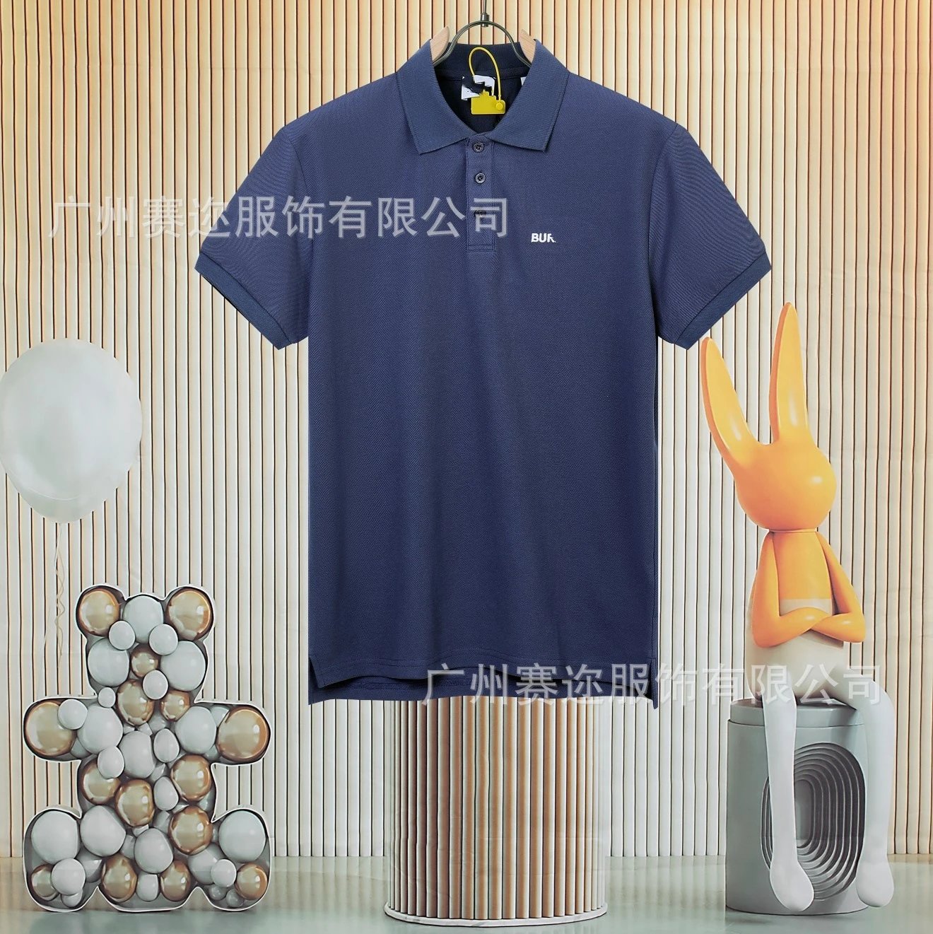 Unbranded Shirts Short-Sleeve Polo Shirt with Contrast Trim and Chest Pocket — B 002 Blue