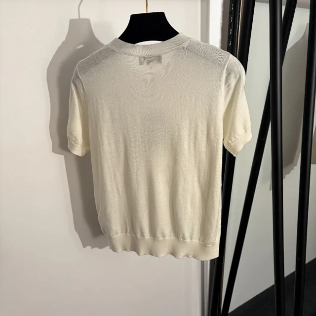 Ralph Lauren Knitwear Short-Sleeve Crewneck Knit Top with Embroidered Pony product detail image 3