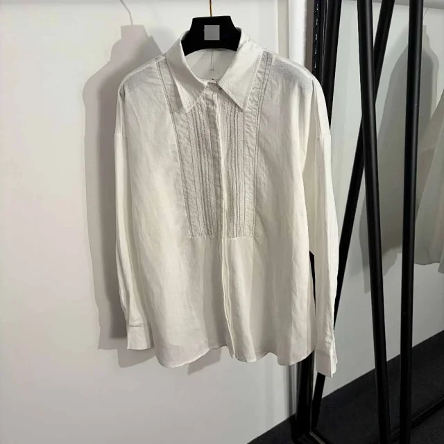 Unbranded Matching Sets Long-Sleeve Collared Shirt and Drawstring Wide-Leg Trousers Set with Beaded Front Panel product detail image 3