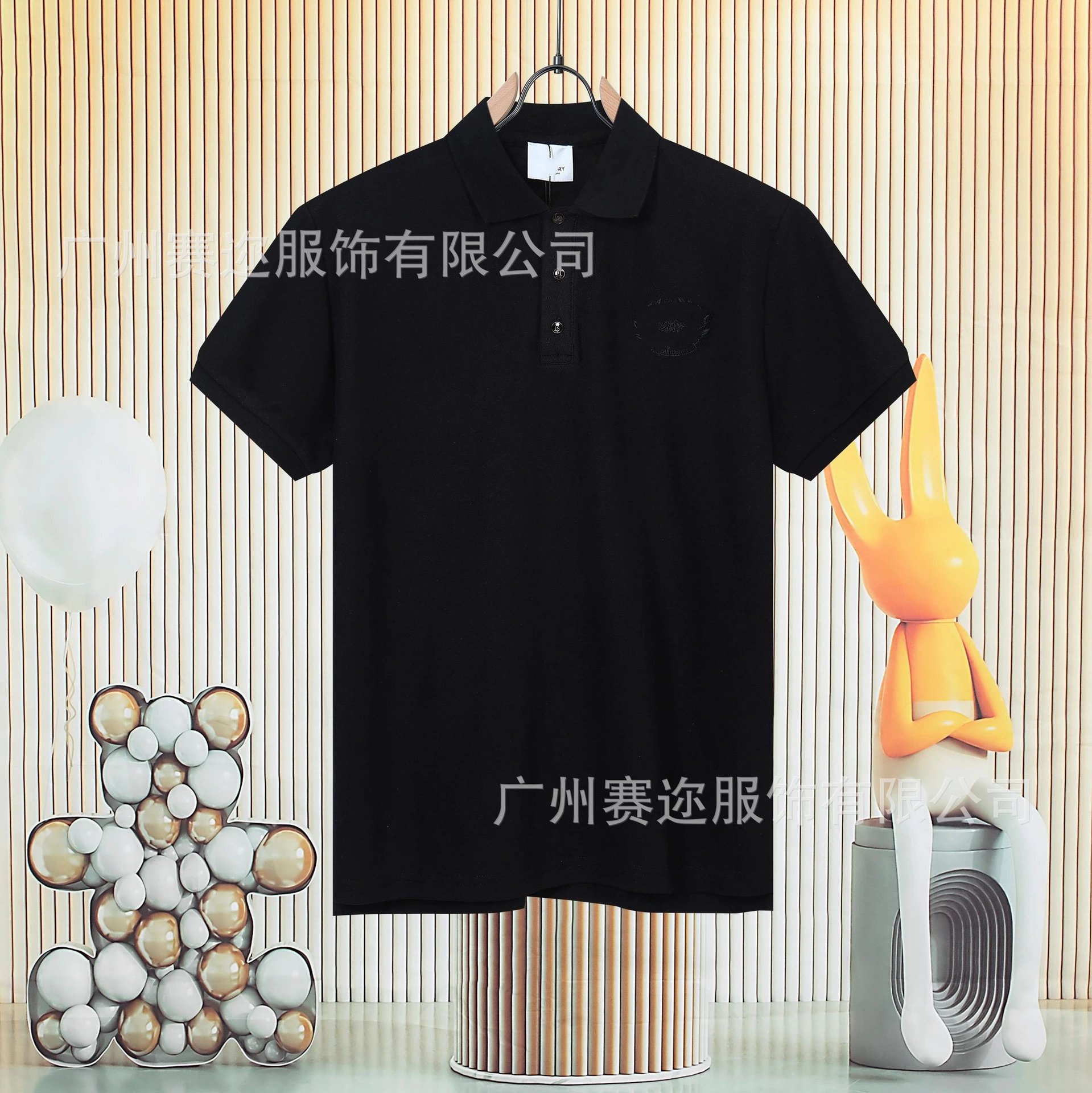 Unbranded Shirts Short-Sleeve Polo Shirt with Contrast Trim and Chest Pocket — B 005 Black
