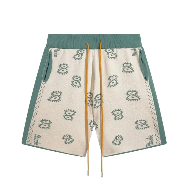 Rhude Bandana Print Knit Shorts Beige / Blue - 6