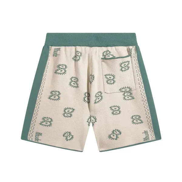 Rhude Bandana Print Knit Shorts Beige / Blue - 7
