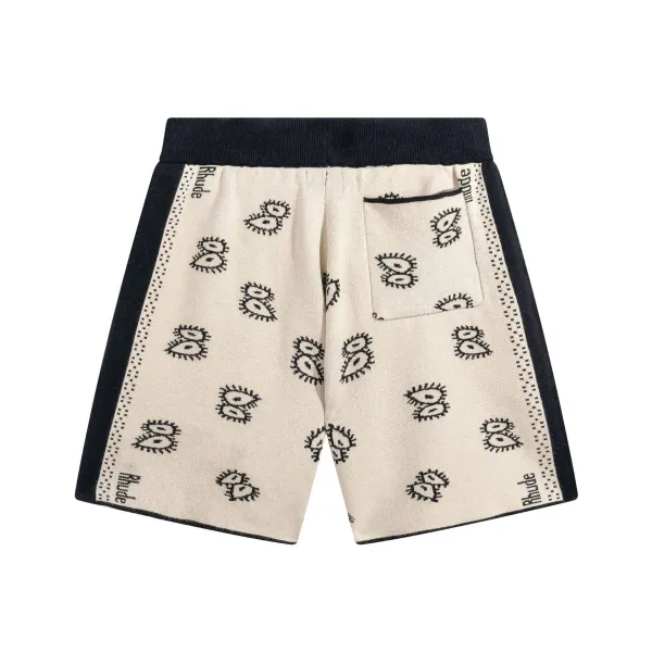 Rhude Bandana Print Knit Shorts Beige / Blue - 9