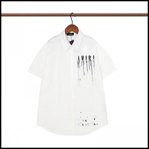 Amiri Palm Tree Print Short-Sleeve Shirt Blue and White - 10
