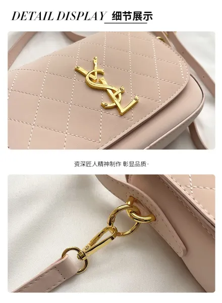 Saint Laurent Monogram Quilted Pink Shoulder Bag - 6