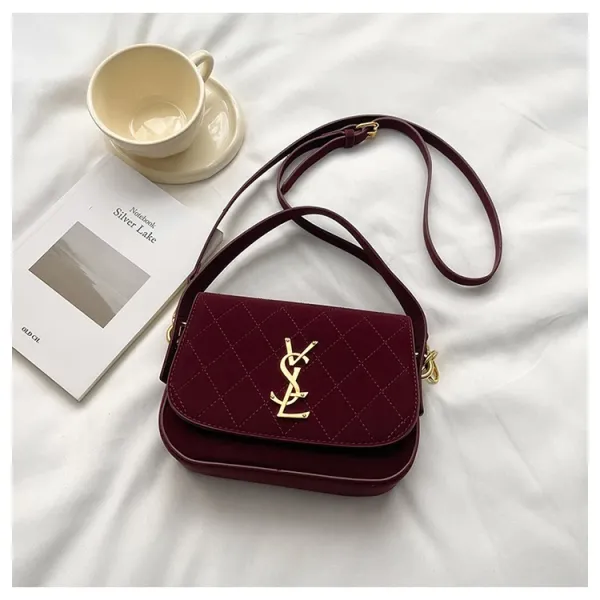 Saint Laurent Monogram Quilted Pink Shoulder Bag - 19