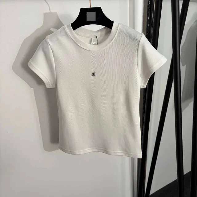 Unbranded T-Shirts Crew Neck Short-Sleeve T-Shirt with Rhinestone Letter Detail product detail image 2