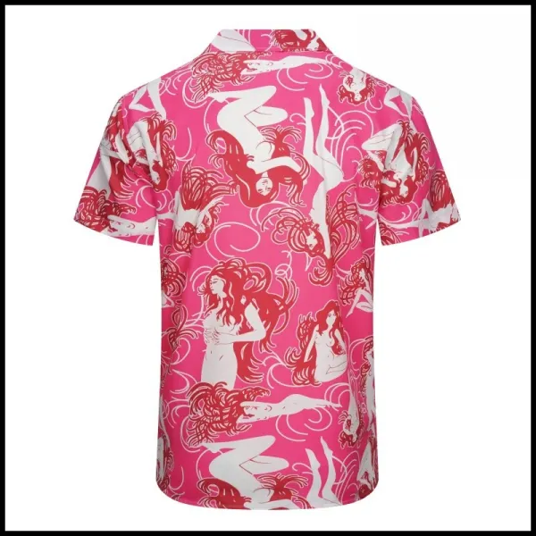 Amiri Palm Tree Print Short-Sleeve Shirt Blue and White - 17