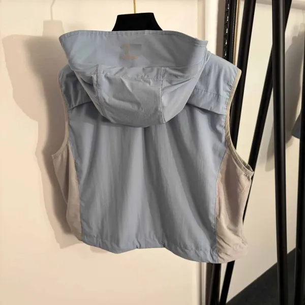 Chanel Hooded Vest Light Blue Technical Fabric with CC Logo Outerwear.vest - 4