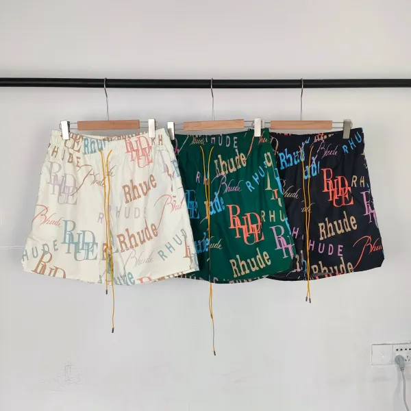 Rhude Logo Stripe Swim Shorts Blue White Mint - 14