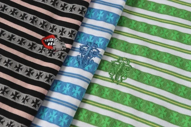 Chrome Hearts T-Shirts Striped short-sleeve T-shirt with cross motif product detail image 2