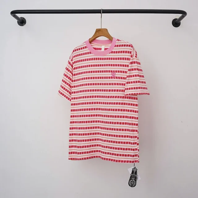 Chrome Hearts T-Shirts Striped short-sleeve T-shirt with cross motif product detail image 11