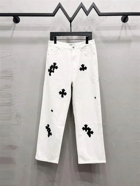 Design Snowflake Patchwork Wide-Leg Jeans Blue - 3