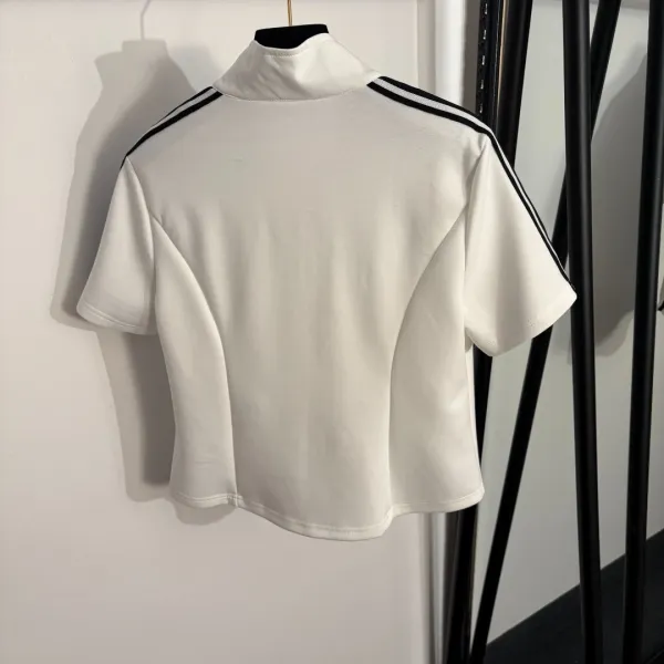 Design Short-Sleeve Track Jacket and Sweatpants Set Black with White Stripes Tracksuit - 6