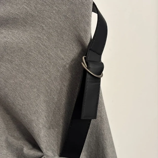 Unbranded Dresses Sleeveless ribbed dress with side belt and draped asymmetric hem product detail image 8
