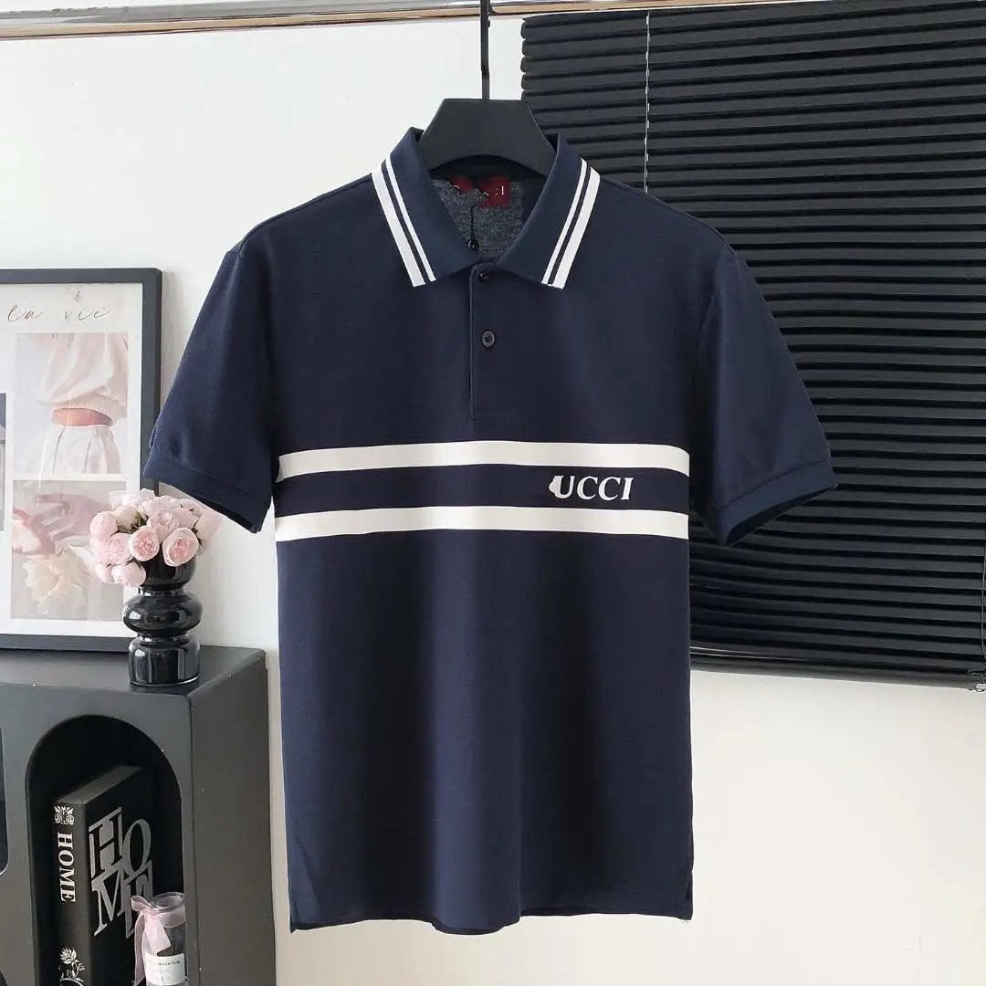 Prada Shirts Short-Sleeve Polo Shirt with Chest Triangle Logo — 23 G Home Color logo stripes
