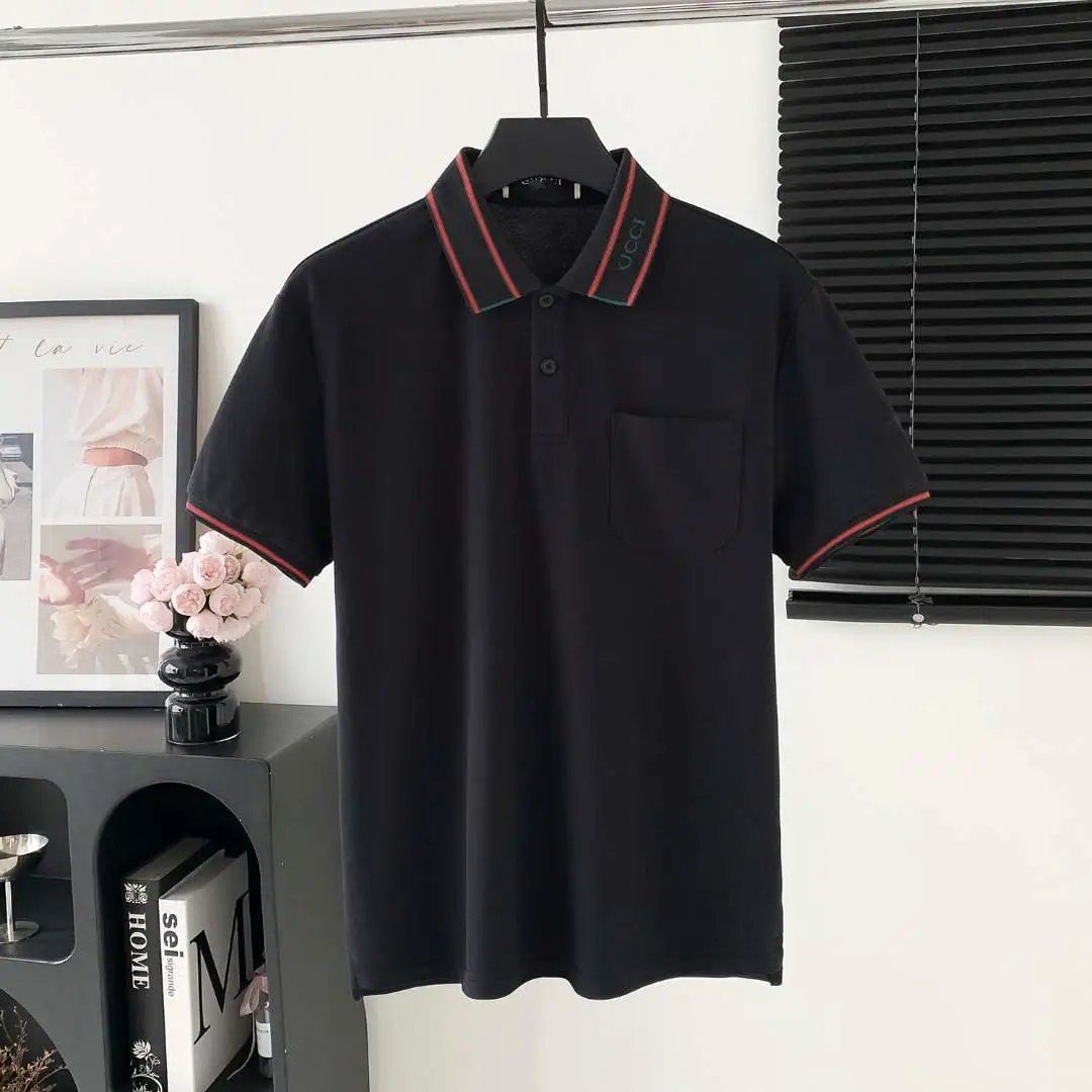 Prada Shirts Short-Sleeve Polo Shirt with Chest Triangle Logo — 29 G Home Pocket Collar Micro Jacquard