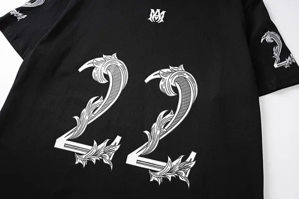 Amiri Number 22 Ornate Print Black T-Shirt - 10