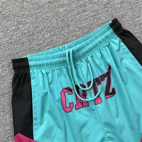 Corteiz CRTZ Graphic Panel Shorts Turquoise Pink Black - 11