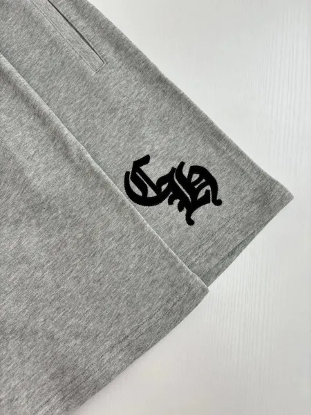Design Logo Embroidered Heather Gray Sweat Shorts - 7