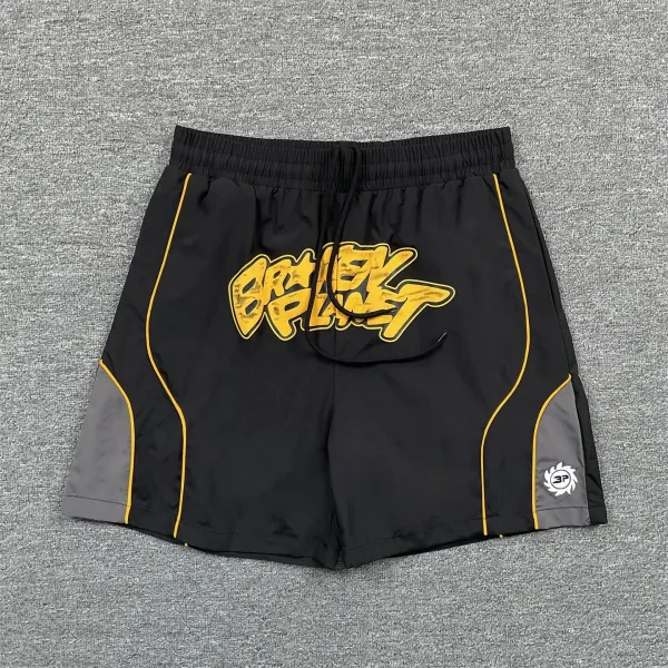 Broken Planet Graphic Shorts Black Yellow - 7