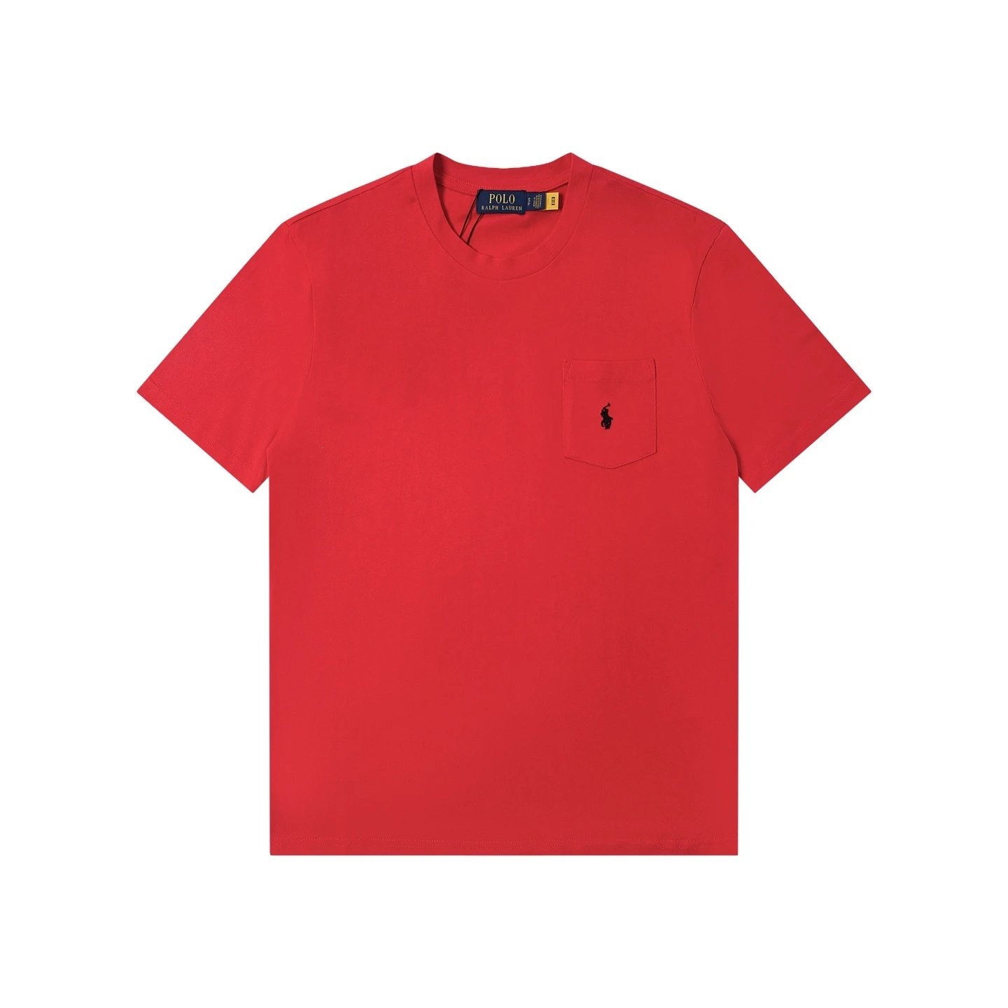 Polo Ralph Lauren T-Shirts Crew Neck Pocket T-Shirt with Pony Embroidery — Red
