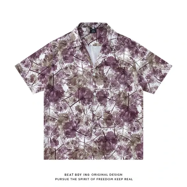 Design Beat Boy Ing Tropical Print Short-Sleeve Shirt White Shirt - 51