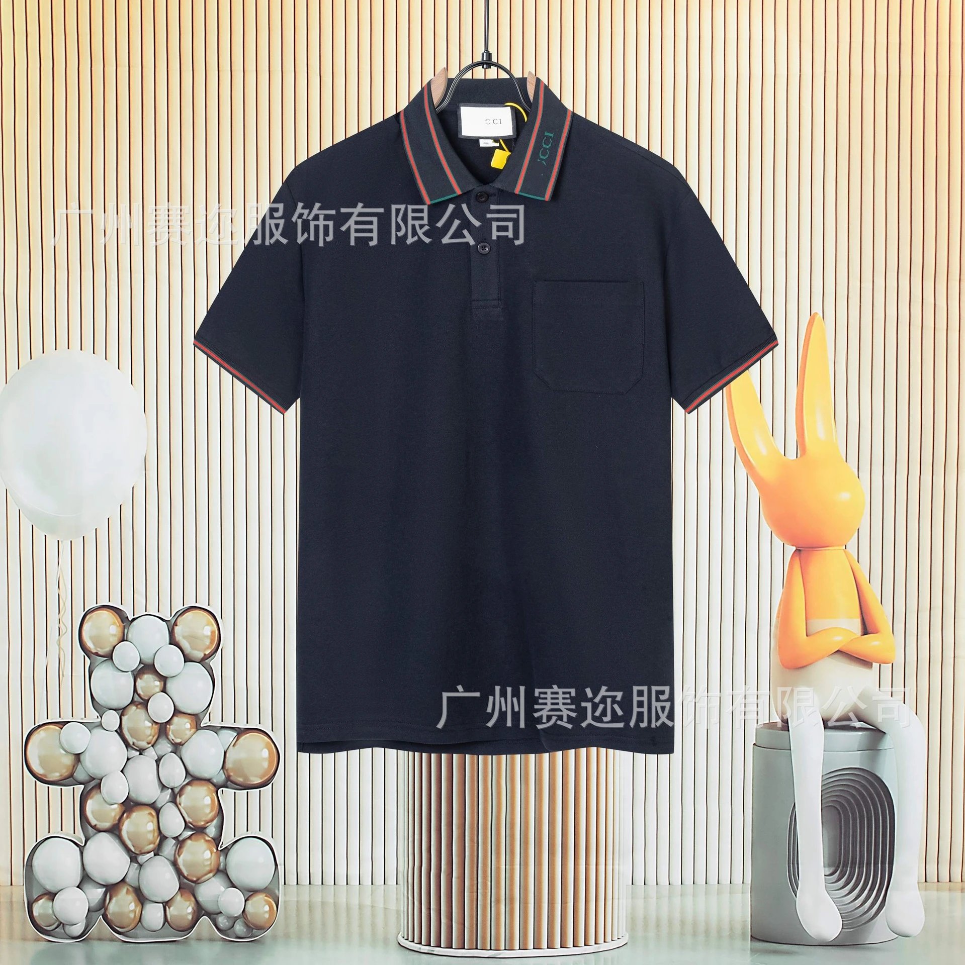 Unbranded Shirts Short-Sleeve Polo Shirt with Contrast Trim and Chest Pocket — G 812 Black