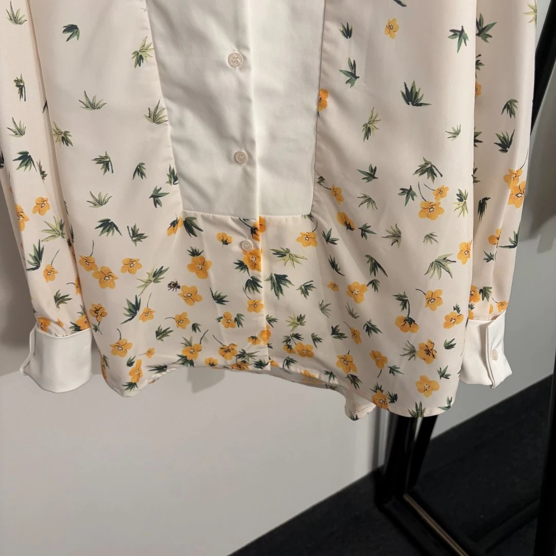 Dior Floral Print Silk Wide-Leg Pants White - 8