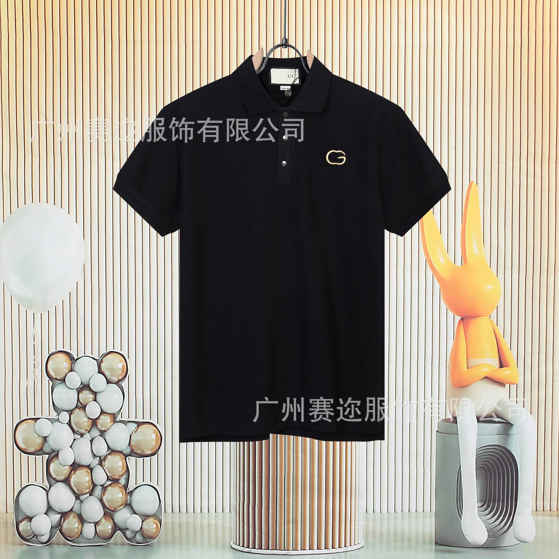 Unbranded Shirts Short-Sleeve Polo Shirt with Contrast Trim and Chest Pocket — G 816 Black
