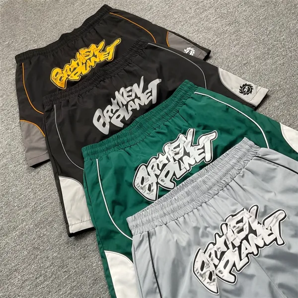 Broken Planet Graphic Shorts Black Yellow - 11