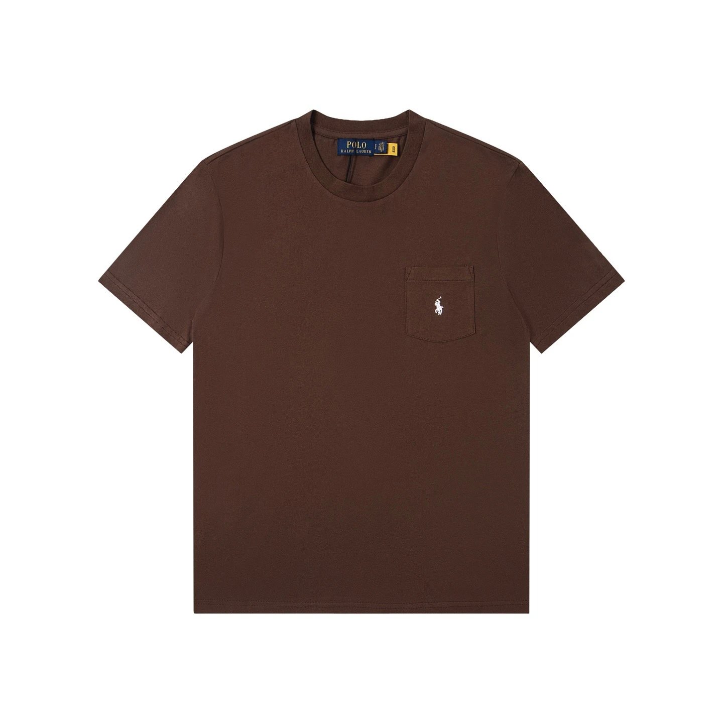 Polo Ralph Lauren T-Shirts Crew Neck Pocket T-Shirt with Pony Embroidery — Brown