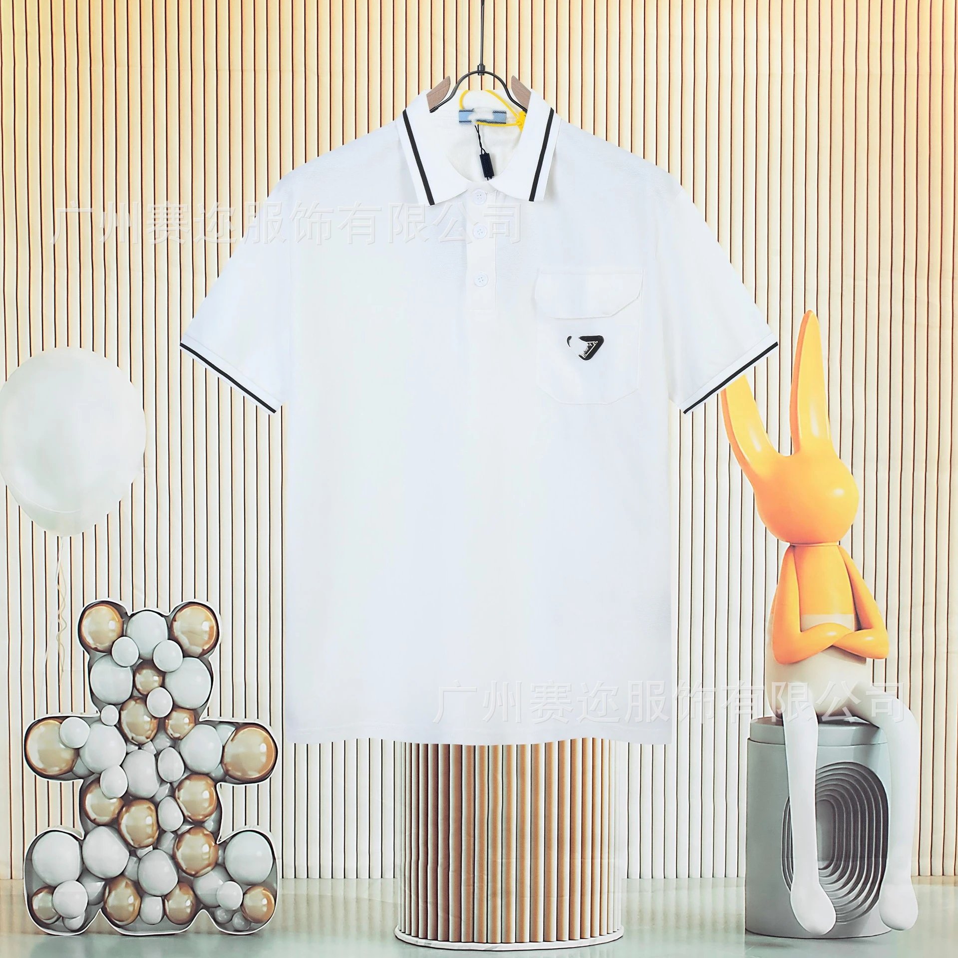 Unbranded Shirts Short-Sleeve Polo Shirt with Contrast Trim and Chest Pocket — P 033 white