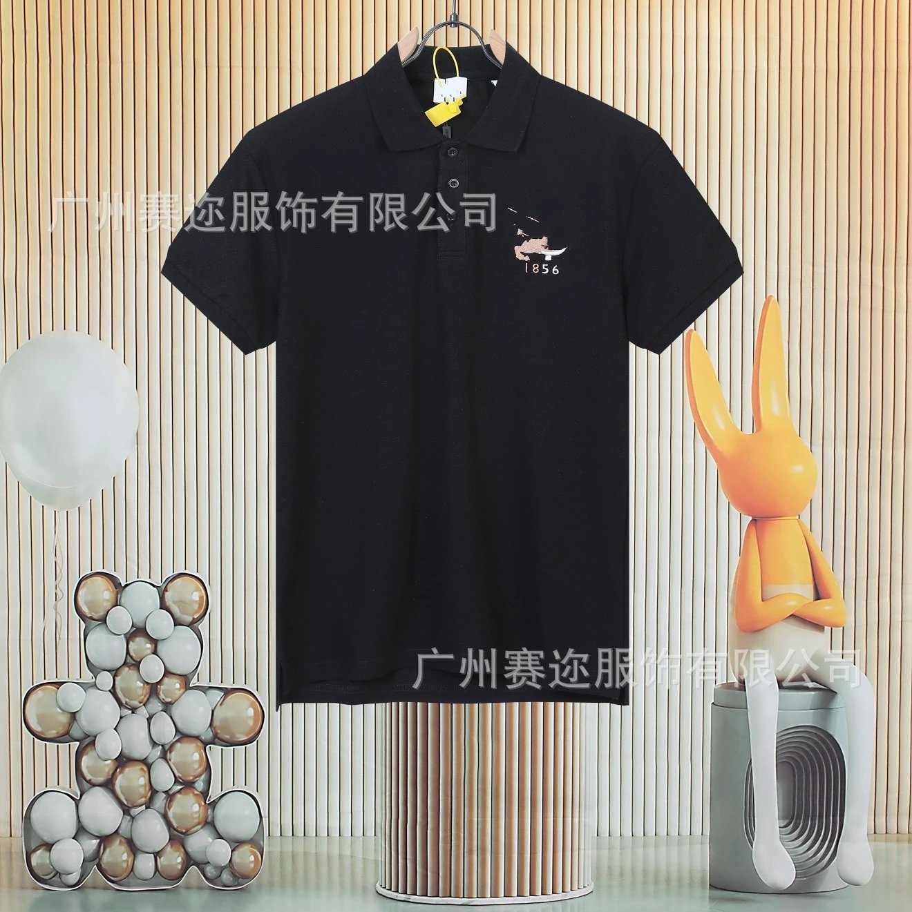 Unbranded Shirts Short-Sleeve Polo Shirt with Contrast Trim and Chest Pocket — B001 Black