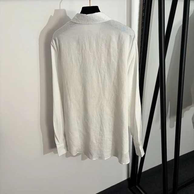 Unbranded Matching Sets Embroidered collared long-sleeve shirt and drawstring wide-leg trousers set product detail image 4