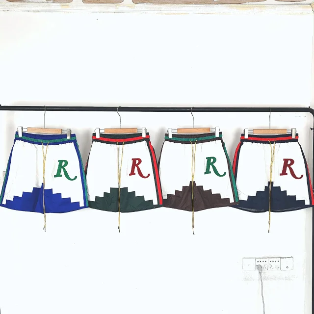 Rhude Shorts Embroidered R Logo Color-Block Drawstring product detail image 3